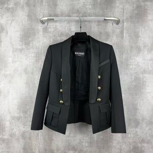 Authentic Balmain Elegant Black Blazer with Gold Accents